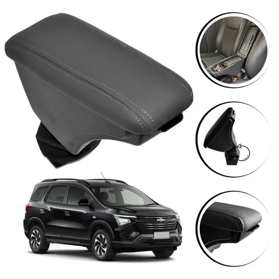 Apoio de Braço com Encosto para Chevrolet Nova Spin 2024 em Diante Porta Objetos Artefactum