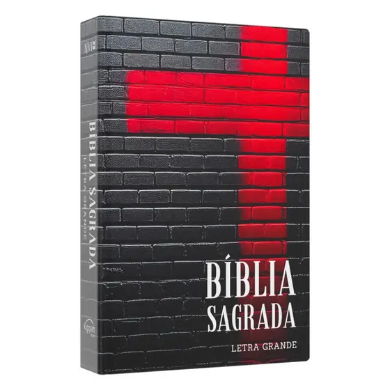 Bíblia Sagrada NVI - Capa Dura Grafite com Cruz Vermelha - Letra Grande