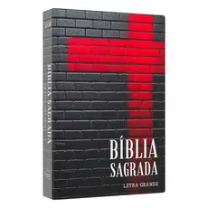 Bíblia Sagrada NVI - Capa Dura Grafite com Cruz Vermelha - Letra Grande