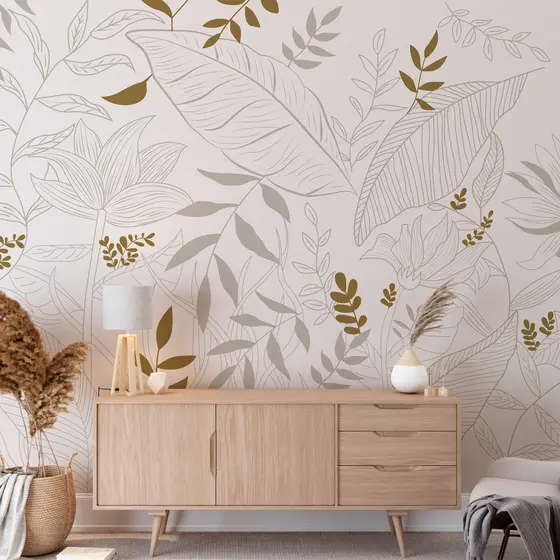 Papel de Parede Adesivo Boho Floral Lineart - 4 Variantes de Cor