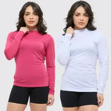 Kit 2 camisa térmica segunda pele blusa manga longa com proteção solar uv 50+