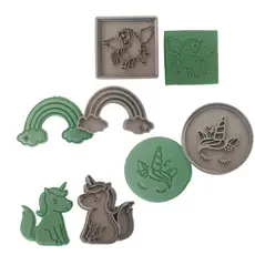 Kit Cortador Marcador/Carimbo Unicórnio 4 peças