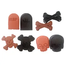 Kit Cortador Marcador/Carimbo de Biscoito, Massinha, Pasta Americana Halloween Caveira 4 peças