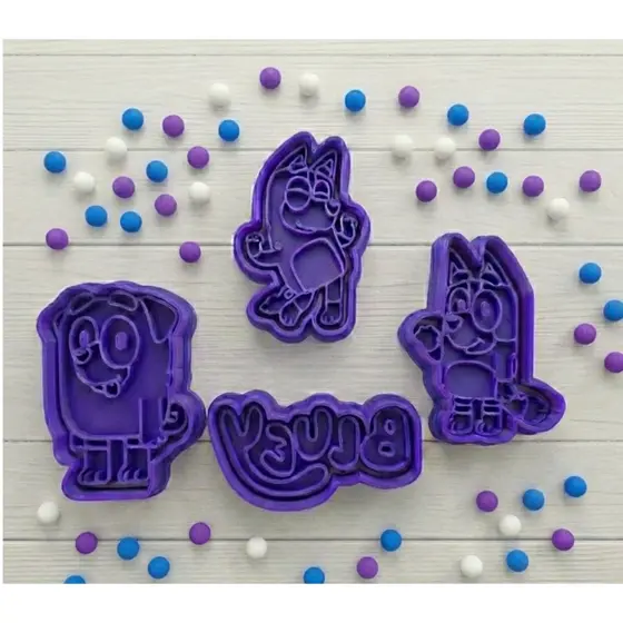 BLUEY BINGO Bolacha Cortador de Biscoito / Cookies / Massinha / Biscuit Carimbo Desenho  KIT 4 PEÇAS