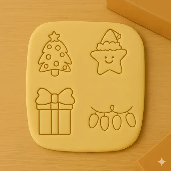 ⭐ Estela Pisca Pisca NATAL FOFO Cortador p/ Cookies, Biscoito, Massinha e Pasta Americana Kit 4 pçs