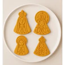 NOSSA SENHORA Cortador Biscoito  | Kit 4 pçs | Opções 6, 8 e 10cm | Batizado | Confeitaria com Fé