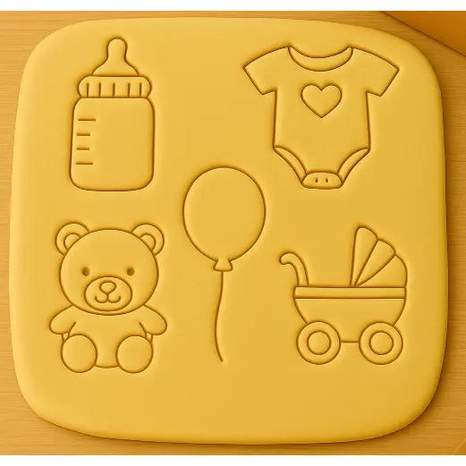 👶🍼 CHÁ DE BEBÊ Cortador p/ Cookies, Biscoito, Massinha e Pasta Americana  | Kit 5 pçs | Opções 6, 8 e 10cm Tema Festa🍪