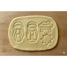 Natal Sagrada Família Kit 4 Cortadores Biscoito Presépio para Pasta Americana Confeitaria Religiosa Decoração Bolo