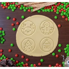 Natal Redondo Papai Noel Kit 4 Carimbo Cortador Biscoito Pasta Americana Confeitaria Natalina Decoração Lembrancinha