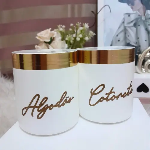 Kit 2 Portas Cotonetes Algodão Maquiagem Ateliê Salão Plástico
