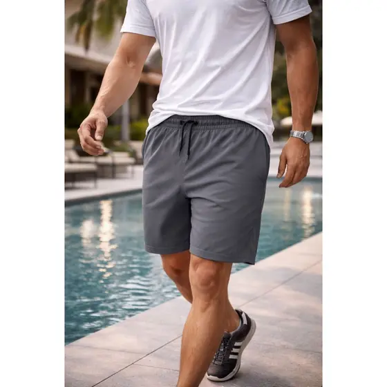 Bermuda Masculina Tactel Leve Com Bolso Cordão Ajustável Casual Praia Academia Verão Confortável