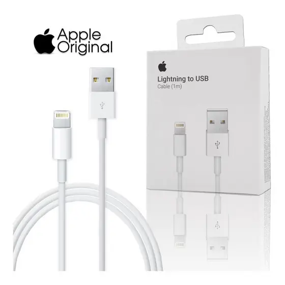 Cabo Lightning Para USB Original Apple 1 Metro Para iPhone iPad iPod e AirPods Branco Com Garantia