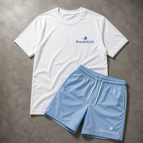 kit Blusa Short Masculino Brooksfield Bermuda Tectel Elastano com Bolso Camiseta 100% Algodão
