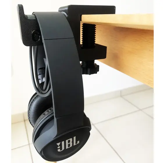 Suporte para fone de ouvido de bancada com regulagem