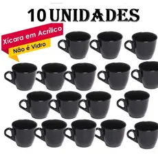 Conjunto 10 Xícaras Acrílico Café Chá Colors 80ml Acrílico/Plástico Cozinha Kit Jogos de Xícara
