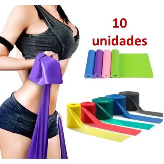 Kit 10 Faixas Elásticas Thera Band Fisioterapia Exercício