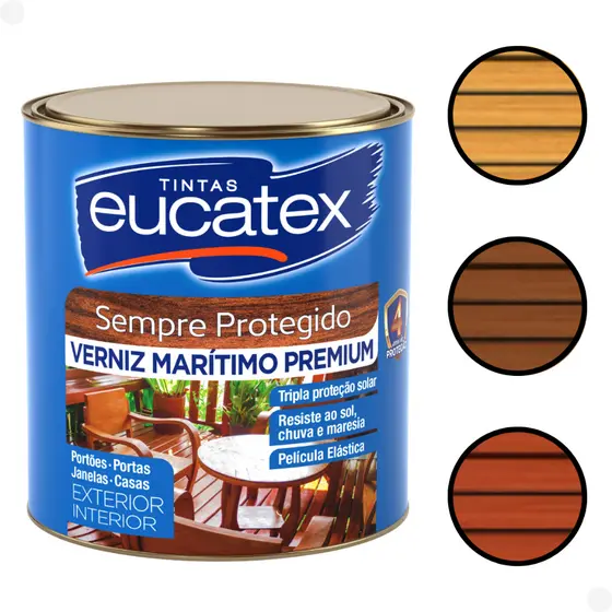 Verniz Para Madeira Com Opção De Cores Da Eucatex 900ml Imbuia Mogno Natural