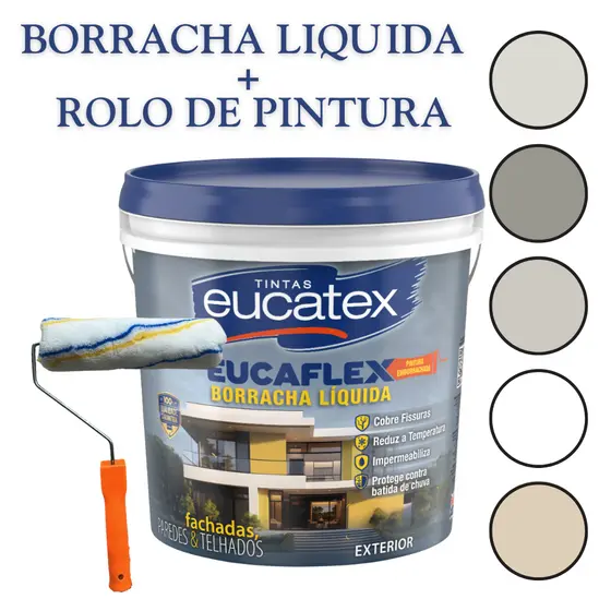 Borracha Liquida Impermeabilizante Uso Externo Acabamento Fosco Opção De Cores 4kg Com Rolo Pintura