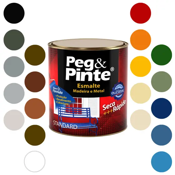 Tinta Esmalte Brilhante Eucatex Peg E Pinte 900ml Cores Para Pintar Madeira E Metais