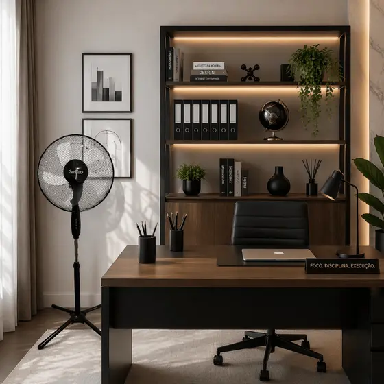 Ventilador de Coluna Potente Silencioso 3 Velocidades Oscilante Ajustável Ideal para Dormir