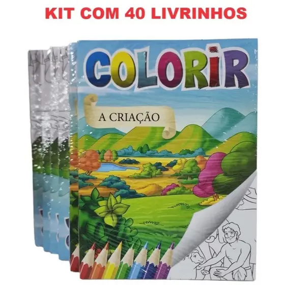 kit 40 livrinhos infatis para colorir Contos Biblícos A Pronta Entrega