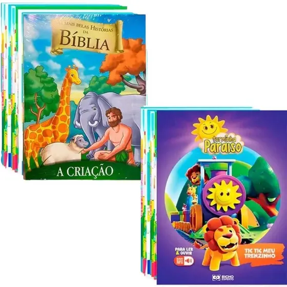 Kit 16 Livrinhos Divertidos Histórinhas História A Ciação +Turminha Paraiso