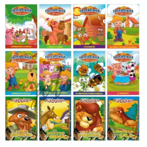 Kit 16 Livros para Crianças Fazendinha Do Seu Lobato + Fábulas a Pronta Entrega