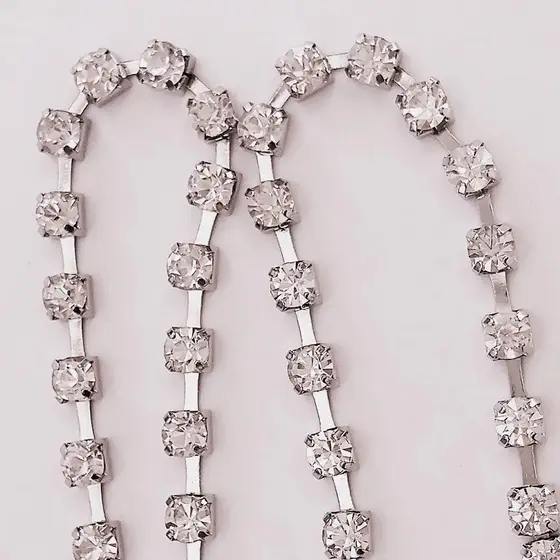 Corrente De Strass Em Metro Ss14 5 Metros Cor Prata