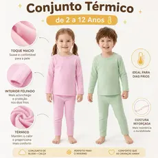 Pijama Conjunto Térmico Flanelado Calça e Blusa 2 a 12 Anos