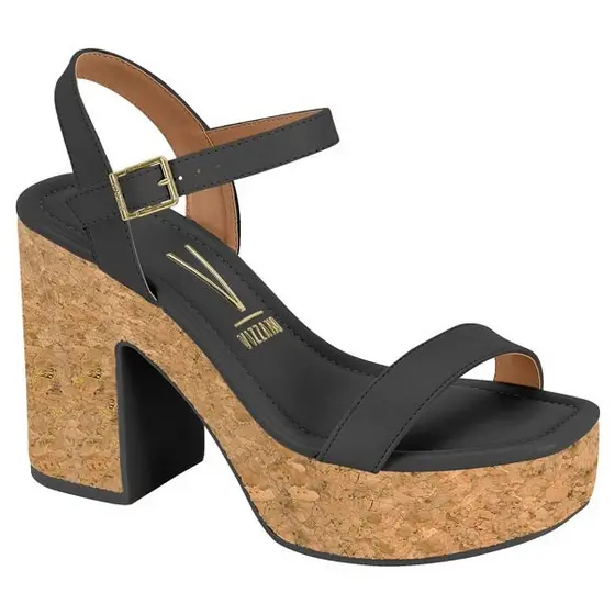 Sandalia Feminina Plataforma Meia Pata Salto Grosso Vizzano Original
