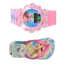 Chinelo e relógio musical com led infantil feminino , perfeito para sua filha , kit 2 em 1 lançamento de qualidade