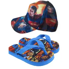 Chinelo e boné infantil masculino do Superman , kit 2 em 1 menino , seu filho merece um presente assim .