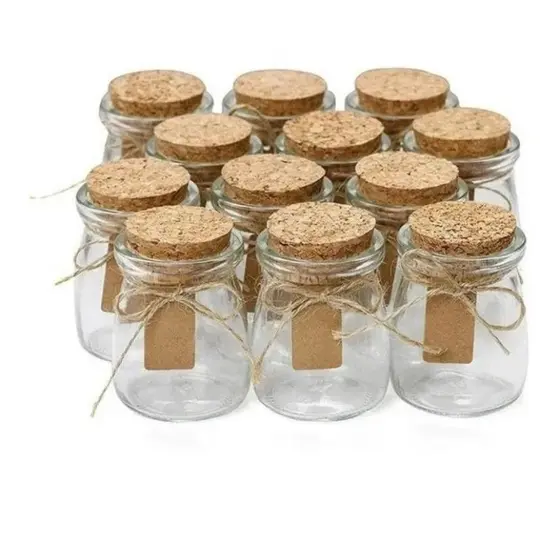 Potes De Vidro Com Tampa De Rolha Para Lembrancinha 100ml