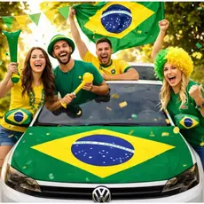 Bandeira Do Brasil Capa Para Capo De Carro Veiculo Com Elástico Ajustável Resistente 0cm