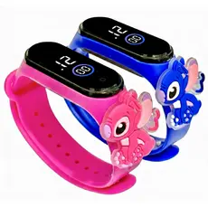 Relógio Infantil Digital Stitch Disney Á Prova De água Led azul ou Rosa