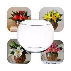 Vaso Redondo Aquário Decoração Vidro Transparente Pequeno