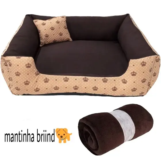 Cama pet cachorro gato 60x60 kit 3 peças cama manta e almofada ideal pra pet até 10 kg