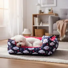 Cama pet cachorro gato 50x50 cm serve pet até 5 kg caminha lavavel com ziper super macia acompanha uma almofada
