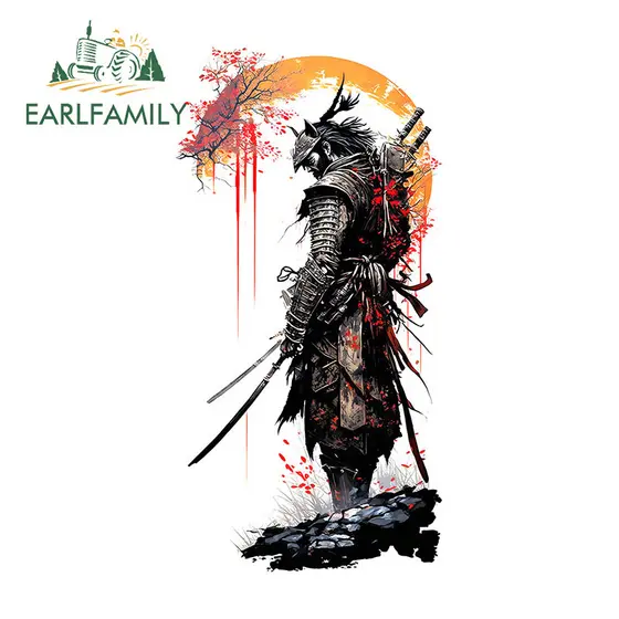 EARLFAMILY 13cm Samurai Japonês Colorido Autocolante De Carro À Prova D'água Pára-Brisas De Motocicleta Choques De Vinil Decalque De Arranhões Rótulo
