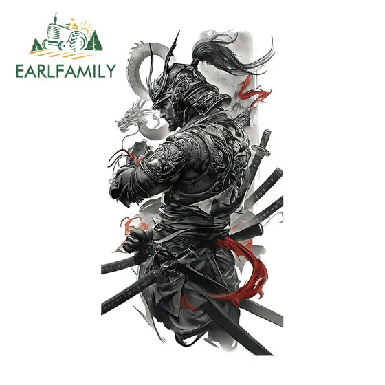 EARLFAMILY Samurai De 13cm Com Adesivo Dragon Car Sticker Pára-Brisas Da Motocicleta Decalque De PVC À Prova D'água Adequado Para Qualquer Superfície Plana E Limpa Suave