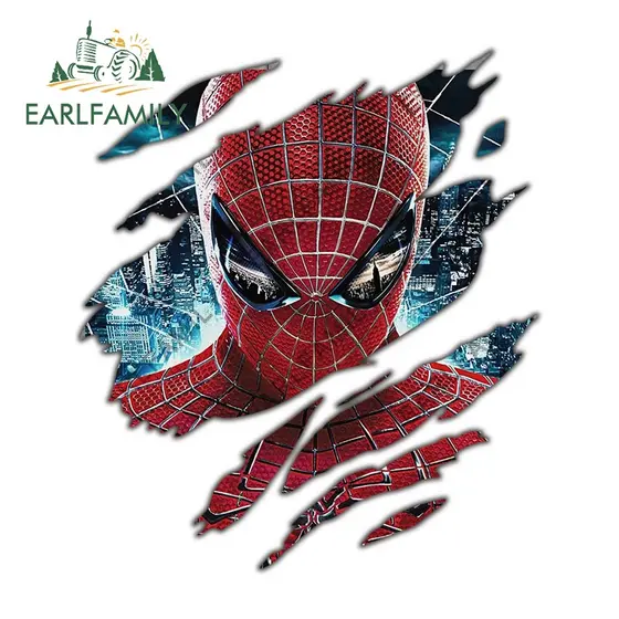 EARLFAMILY 13cm Marvel Spiderman Hulk Iron Man Tear Cool Car Stickers RV Camper Janelas À Prova D'água Decalque Criativo De Arranhões Para Carros