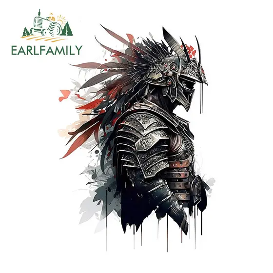 EARLFAMILY 13cm Samurai Estilo Japonês Preto Skate Sticker Skateboard Mala De Ar Condicionado Vinil À Prova D'água Decalque Moda Protetor Solar Para Carros