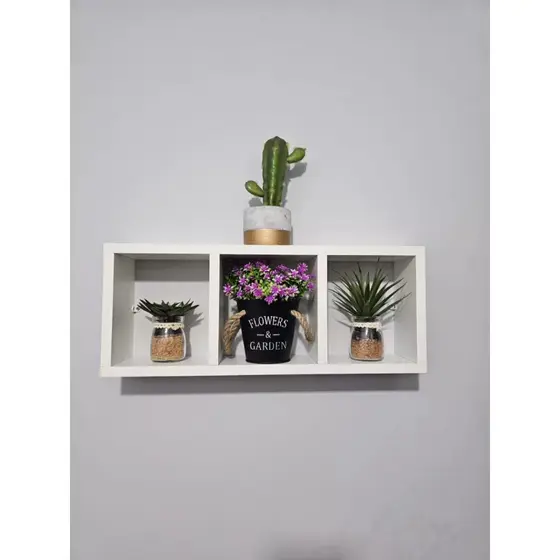 Nicho Retangular 50x20 Triplo Suporte Parede Prateleira 100% MDF Decoração Quarto Sala Cozinha Banheiro