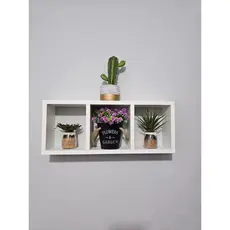 Nicho Retangular 50x20 Triplo Suporte Parede Prateleira 100% MDF Decoração Quarto Sala Cozinha Banheiro