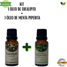 kit 1 oleo de menta piperita + 1 oleo de eucalipto 100% natural 20 ml