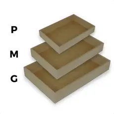 TRIO DE BANDEJAS KIT JOGO  RETANGULAR RETA SIMPLES EM MDF CRU SEM ALÇA P M G
