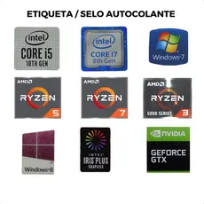 ETIQUETA SELO ADESIVO AMD RYZEN 5 7 INTEL CORE i5 i7 WINDOWS 7 / 8 INTEL IRIS PLUS GRAFHICS NVID GEFORCE