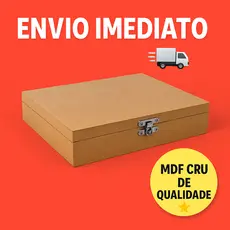CAIXA DE MANDEIRA EM MDF CRU COM FECHO E DOBRADIÇA 22x16x5cm