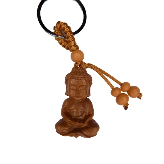 Chaveiro Oriental De Madeira Buda Ou Manekineko Gato Da Sorte Monge