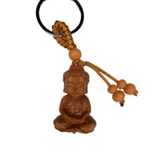Chaveiro Oriental De Madeira Buda Ou Manekineko Gato Da Sorte Monge